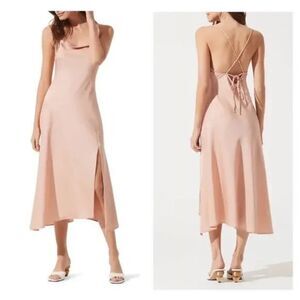 Peach Baby Pink Slip Satin Cowl neck Dress ASTR The label M